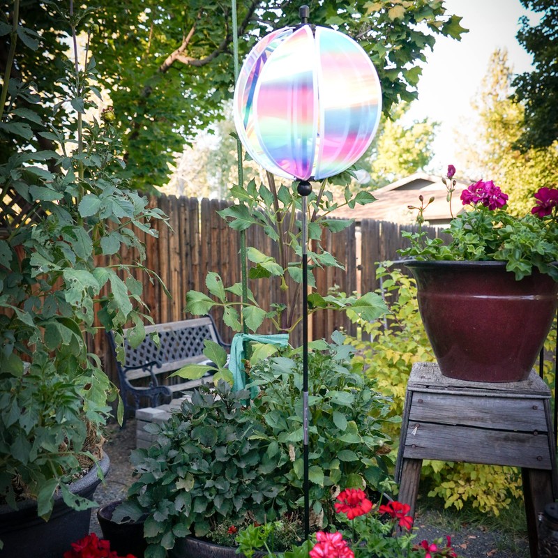 In the Breeze 2634 — 11-Inch Striped Iridescent Gazing Ball,