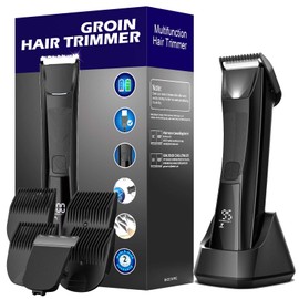 CHLANT Body Hair Trimmer for Men Pubic Hair Trimmer, Waterproof Cordless Ball Groin Trimmer Men with Ceramic Blade, Rechargeable Body Shaver Groomer with Standing Recharge Dock