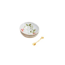 Mud Pie Flower Dipping Set, tidbit 1 1/4" x 4" dia | spoon 3 1/2", Red