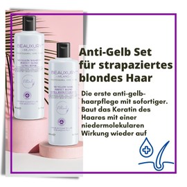 Anti-Yellow Tint Set for Damaged Blonde Hair, Repairs and Regenerates, Anti Hair Breakage, Shampoo and Hair Mask 500 ml, Innovative Anti-Stain Pigment Keratin Pro Repair Complex Snail Slime