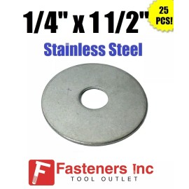 Star Stainless (Qty 25) 1/4" x 1-1/2" OD Stainless Steel Fender Washers Type 304