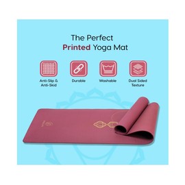 Wiselife 7 Chakra Printed Yoga Mat, 6MM Thick, Anti-Slip, Extra Long & Wide, with Yoga Strap