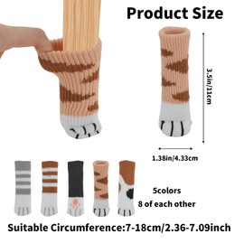 FHUIEWRY 40 Pcs Chair Leg Floor Protectors,Cute Cat Paw Chair Leg Socks Non-Slip Knitted Furniture Socks, High Elastic Chair Leg Protectors for Hardwood Floors (5 Styles)