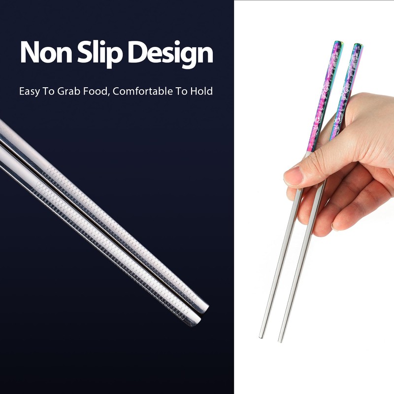 Hagary Phoenix Chopsticks Metal Reusable Designed in Korea Japanese Style