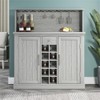 Pemberly Row 47 in. Grey Buffet Bar Cabinet Wine Rack