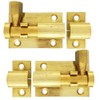 Merriway BH01398 (2 Pcs) Surface Door Bolt, Polished Solid Brass