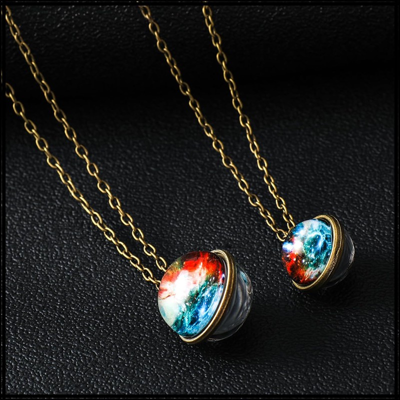 White Fang AZ331 Necklace, Starry Sky, Universe Design, Chain, Crystal,