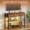 Furologee Console Table with Charging Station & 3 Fabric Drawers,