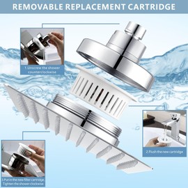 Nuodan High Pressure Rain Shower Head with Filtered - 8" All Metal Square Showerhead Filter for Remove Chlorine and Harmful Substances, Chrome