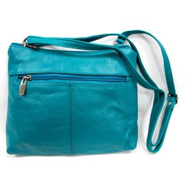 Women's Genuine Leather Small Cross Body Messenger Purse (Teal)