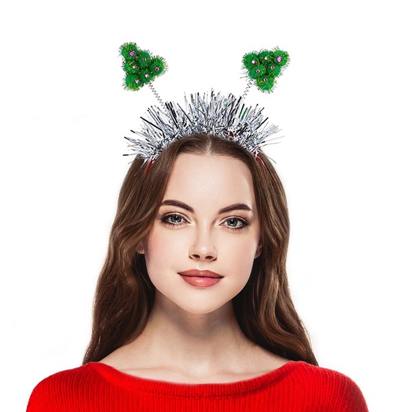 Lux Accessories Holiday Christmas Tree Tinsel Head Bopper Plastic Headband