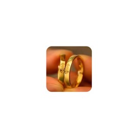 HUUGVBCO 18K Gold Plating 2 Pcs Couple Rings Double Happiness Couples Matching Rings Eternity Band Rings Adjustable Romantic Couples Ring Engagement Wedding Ring Sets Commitment Ring Anniversary Gift