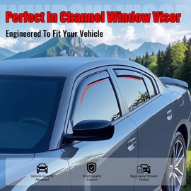 IKON MOTORSPORTS in Channel Window Visors Compatible with 2008-2013 Toyota Highlander & Highlander Hybrid, Slim Style Acrylic Smoke Rain Guards, Side Window Wind Deflectors 4PCS