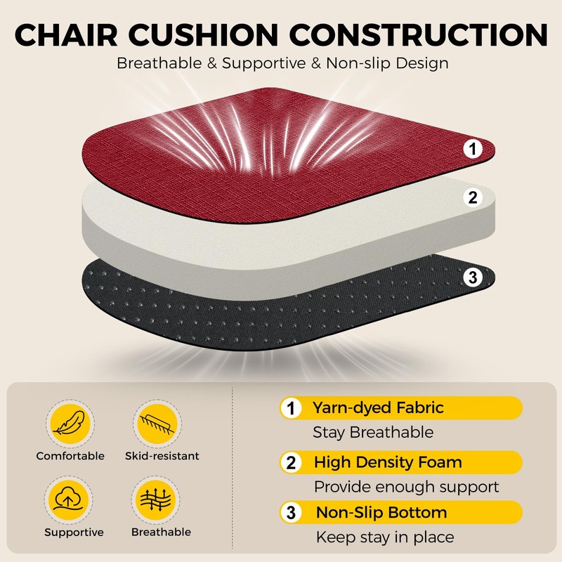 downluxe Indoor Chair Cushions for Dining Chairs, Soft and Comfortable
