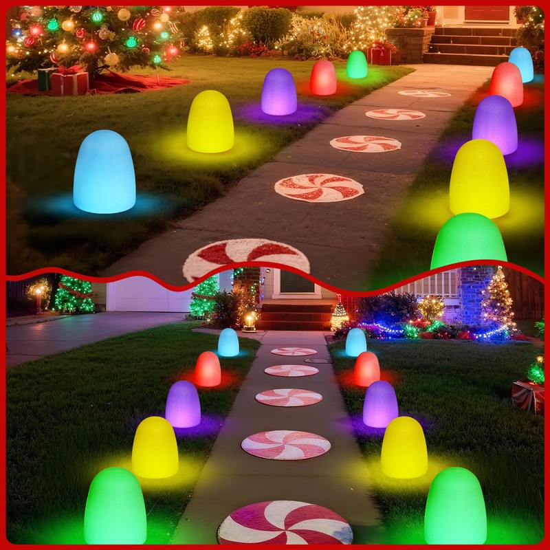 12 Pcs Set of 12 6'' Gumdrop Christmas Pathway Lights