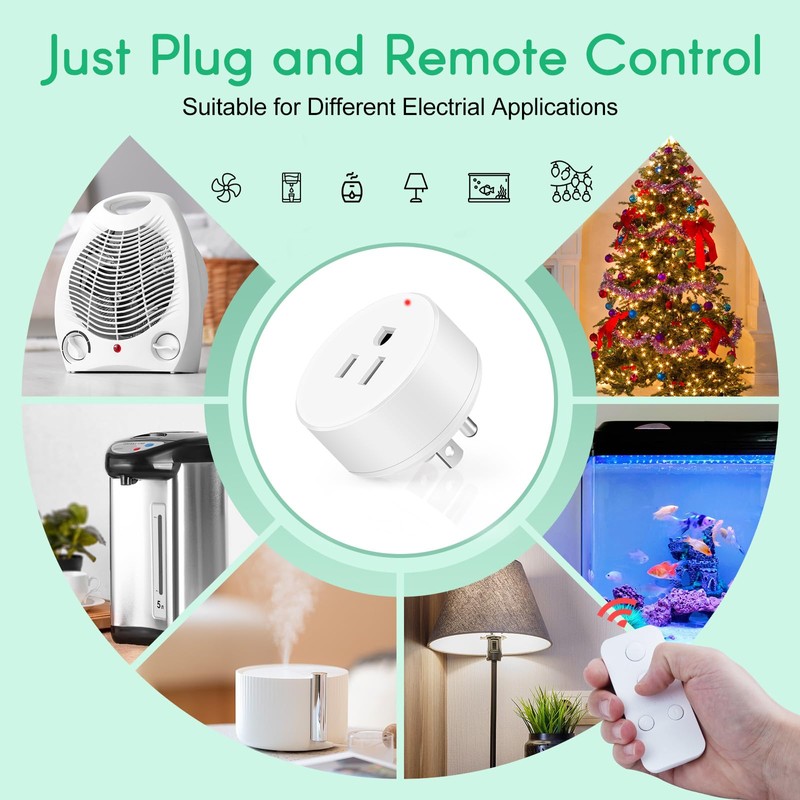 Remote Control Outlet, NineLeaf 4Set Wireless Plugs Outlet, Remote Light