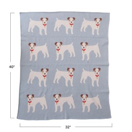 Creative Co-Op Cotton Knit Baby Blanket with Dog Prints, Multicolor