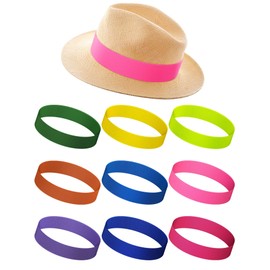 Yahenda 9 Pcs Stretchable Hat Band Ribbon Panama Hat Band Western Cowboy Hat Band Costume Headwear for Women Men (Cute Colors)