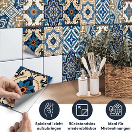 creatisto Tile Stickers for Kitchen Splashback and Great Decorations for Bathroom Tiles – Kitchen Wall Decoration – Pattern: Mexican Tiles – Pack of 9