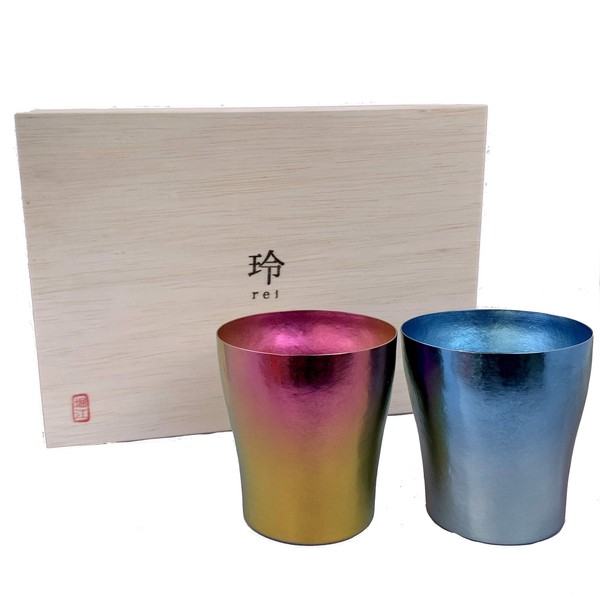 LAUGH WRINKLES HORIE Titanium Double Layer Tumbler, 2 Colors, Set of 2 Colors, Ling/Hana Titanium, Heat Retention, Cold Insulation, Camping, Outdoors, Made in Japan