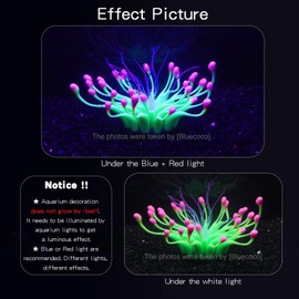 Bluecoco Soft Silica Gel Moves Naturally with Water Flow, Aquarium Decorations Glow in The Dark, Glowing Coral Ornaments for Fish Tank Decorations (Green, Equinox)