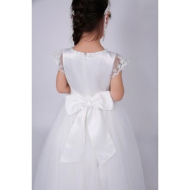 Maoluo Vintage Girl 1st Communion Tulle White Clothes Teens Kid First Wedding Pageant Dress Size 6 7 8 9 10 11 12 13 14, Lace