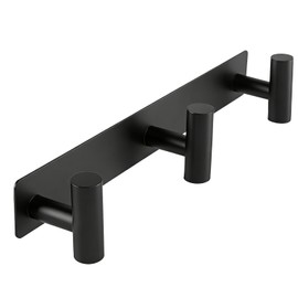 Black Coat Hooks, Wall Mounted Coat Rack – 3 Hoooks T-Shaped Towel Rack for Hats, Bags & Towels, Heavy-Duty Metal Rail for Entryway, Bathroom, Closet, Bedroom
