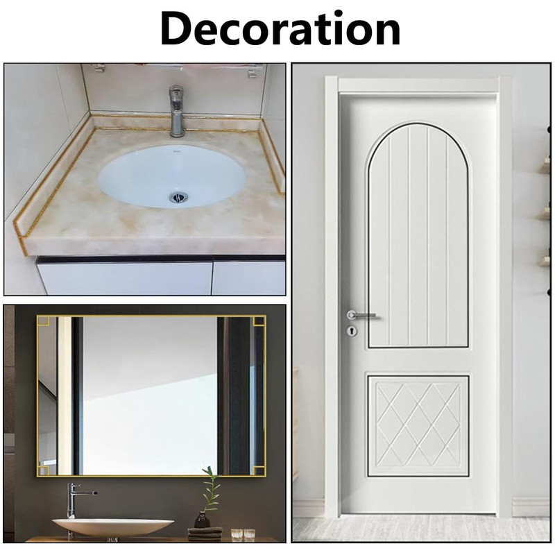 Silver 10mm*6m, Decorative Caulk Strip, Mold Resistant Self-Stick Ceramic Tile