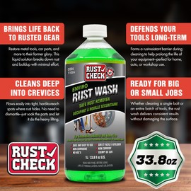 Rust Check Enviro Rust Wash – Heavy Duty Iron Remover for Car Rims & Wheels – Metal Decon for Brake Dust and Oxidation – Safe on Stainless Steel & Motorcycle Use - Liquid - 33.8 FL OZ - Bottle