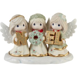 Precious Moments Joyeux Noel Limited Edition Bisque Porcelain Figurine – Angels Spelling “Noel” Keepsake – 231035