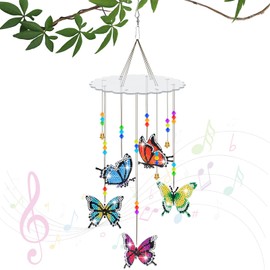 Dadabig Diamond Painting Sun Catcher Wind Chime Craft Set, Diamond Painting Pendant, DIY 5D Double-Sided Wind Chime Craft Set Children, Creative Craft Gifts for Girls from 6 Years