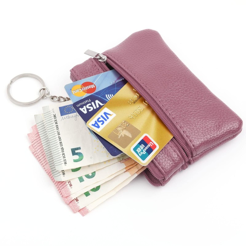 Small Coin Purse,Women's Leather Change Wallet,Mini Zipper Pouch,Lightweight Wallet with