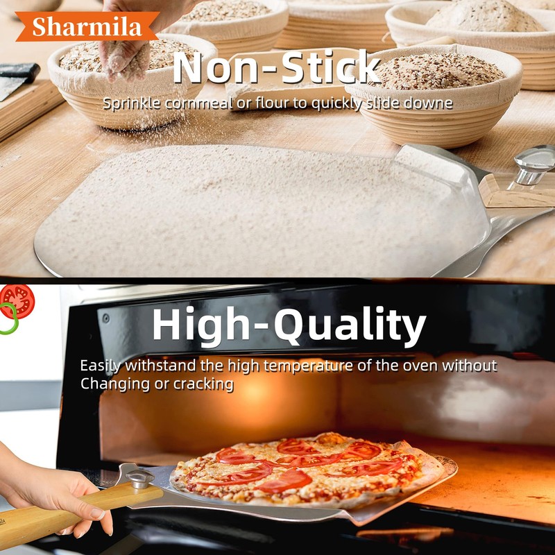 Sharmila Pizza Peel 12 Inch, Aluminum Pizza Paddle with Foldable