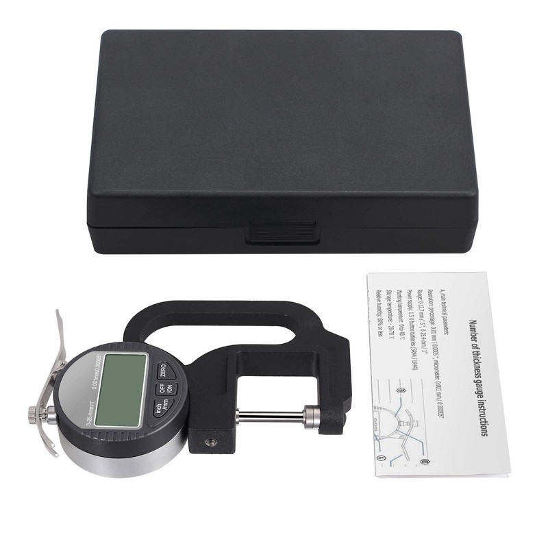 Neoteck Portable Digital Thickness Gauge 0-25.4mm Measuring Range 0.001/0.00005'' Electronic
