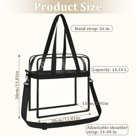 Joalpysm Clear Tote Bag PVC Waterproof Transparent Bag Large Clear Handbag with Zipper and Shoulder Strap for Women Men Work Shopping Travel