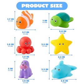 JOYIN - 6 juguetes de baño de animales marinos, sellados y sin agujeros y sin moho, juguetes de bañera para niños, no tóxicos y vehículos de agua suav