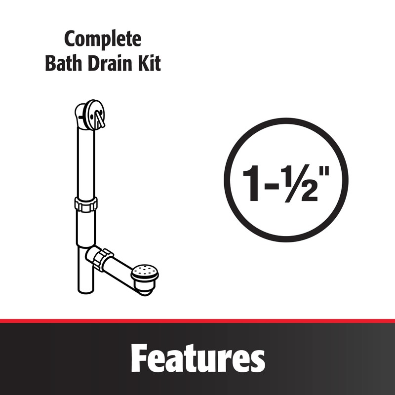 Keeney 645PVC Cable Driven PVC Bathtub Drain Kit for Standard