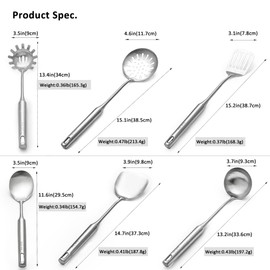 304 Stainless Steel Kitchen Utensils Set 6 Pcs Cooking Utensil, Spatula, Soup spoon, Leaking shovel, Kitchen Tools Set (6 Pieces Set)