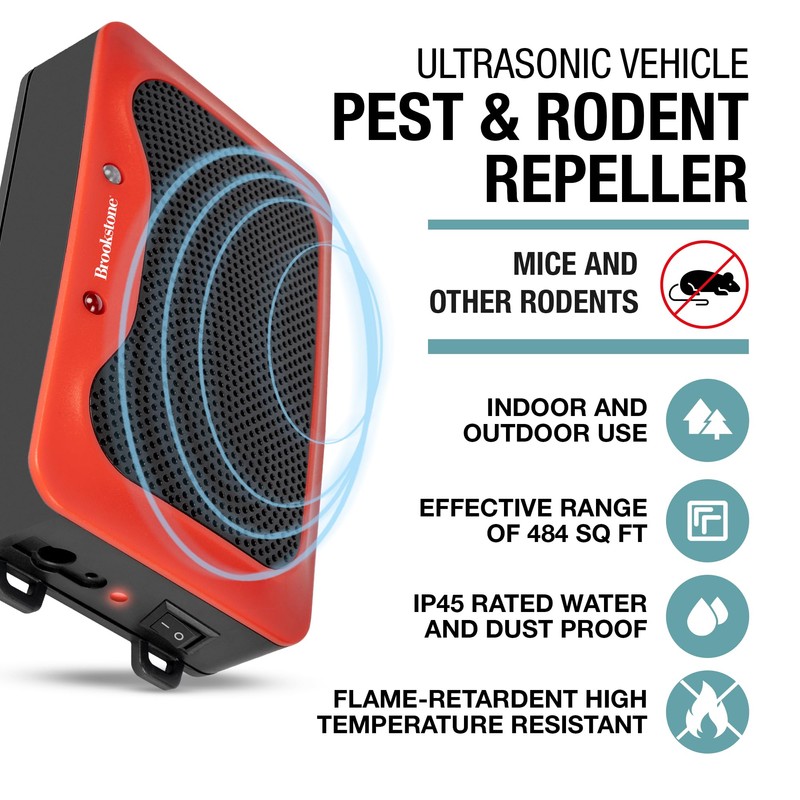 Brookstone Ultrasonic Vehicle Pest & Rodent Repeller – Ultrasonic Waves