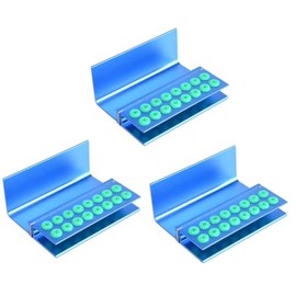 VIBURISH 3Pcs Lab Bur Holder Block Aluminum Autoclavable Box Burs Storage Case 16 Holes Bur Holders with Sillicon Cover Blue