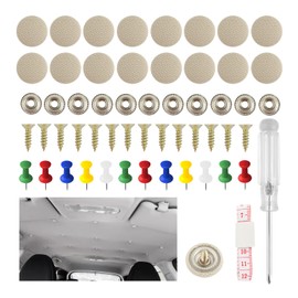 80 Piece Car Headliner Repair Kit,Plaid Pattern Car Headliner Pins for Repairing Tears and Detachment,Headliner Tacks Repair Kit with Push Pins and Screwdriver for Most Cars (Beige Plaid)