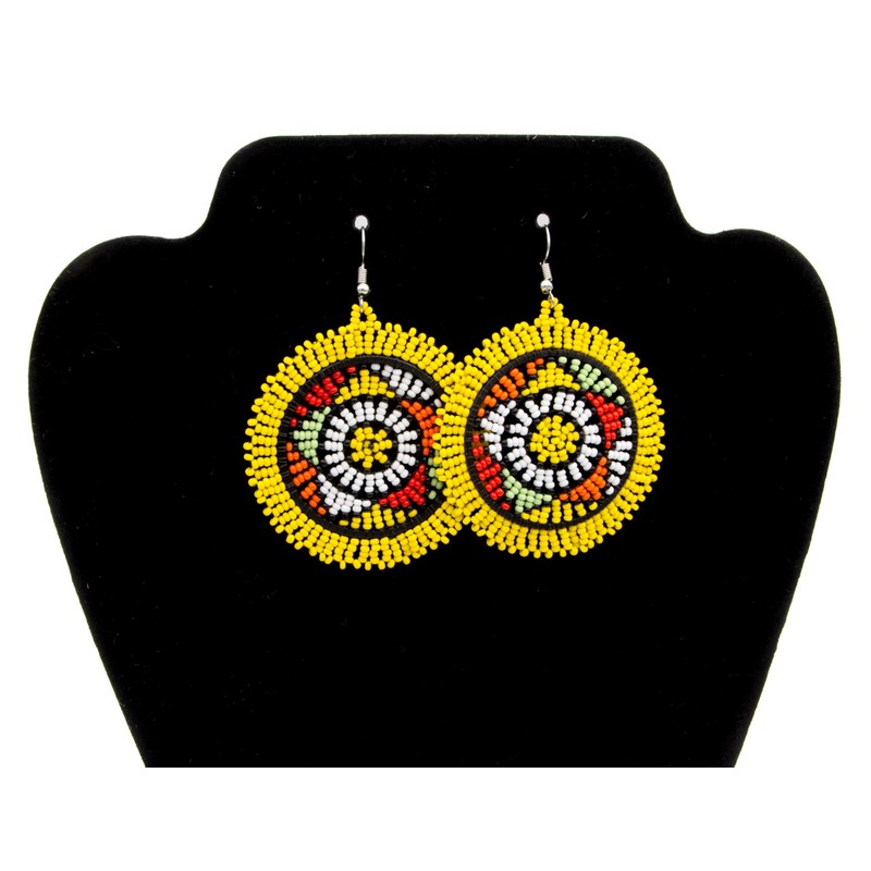 BillionHers Beaded Circle Earrings - Handmade Dangle African Earrings for