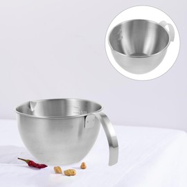 Luxshiny Stainless Steel Mixing Bowl with Handle and Pour Spout, 600ml Metal Measuring Cup Creamer Coffee Pitcher Salad Nesting Bowls with Scale for Baking Milk