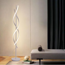 NKU Spiral Floor Lamp for Living Room Modern LED Floor Light with Remote Dimmable Control Sleek Spiral Design Corner Lamp for Bedroom, and Office Lighting Tall Standing Floor Lamp White 63in