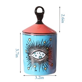 Big Eye - Tarro de vela de aromaterapia con tapa de cerámica para maquillaje de hisopos de algodón, botella decorativa para el hogar, chimenea, cocina, comedor, decoración para sala de estar, Knick Knacks (F9)
