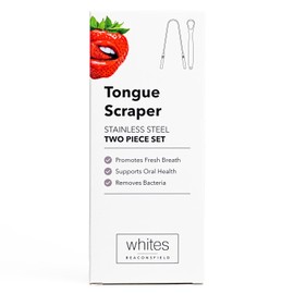 Whites Beaconsfield Stainless Steel Tongue Scraper Two-Piece Set for Oral Care, Bacteria Removal, Durable and Easy to Use, Hygienic Dental Tool, Reusable and Portable Design for Daily Cleaning