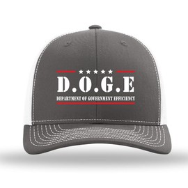 Patriot Pride Mens D.O.G.E Department of Government Efficiency Mesh Back Trucker Hat-Charcoal/White
