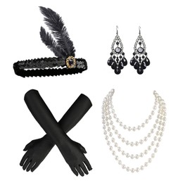 MeiZanthic 1920s Accessories for Women Flapper Costume Accessories Great Gatsby Accessories Headbands Necklace Earrings Gloves 20s Accessories Costume for Women Accessories