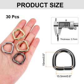 MECCANIXITY 30Pcs 0.8 x 0.7 Inch Metal D Rings, Black Welded Rings Buckles, Solid Hardware Bags Rings for Purse, Sewing Keychains Belts, Dog Collars, Backpack