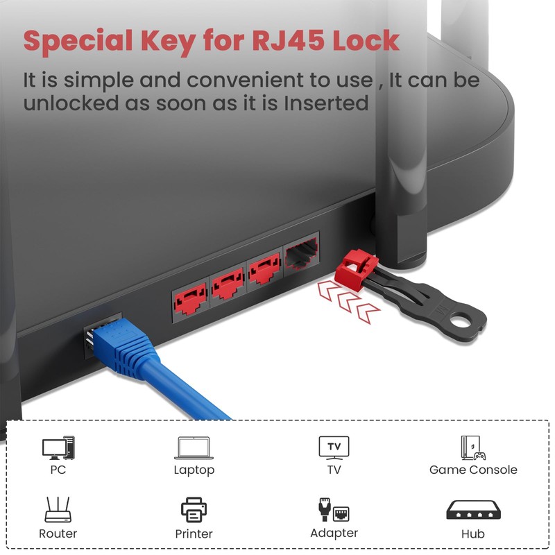 NataLink 100 Pcs RJ45 Port Lock with 10 Key, Locking